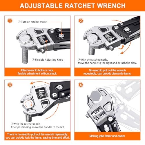 11-in-1 Adjustable Ratchet Wrench Multitool, Foldable EDC Tool with Pliers, Knif