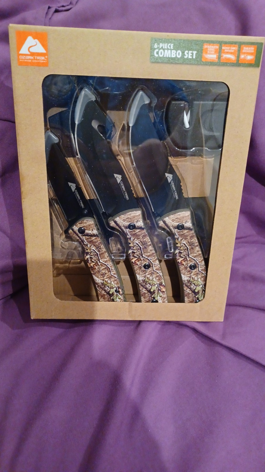 Ozark Trail 6 Piece Combo Knife Set 8.25 inches Fixed Blade & Gut Hook NEW