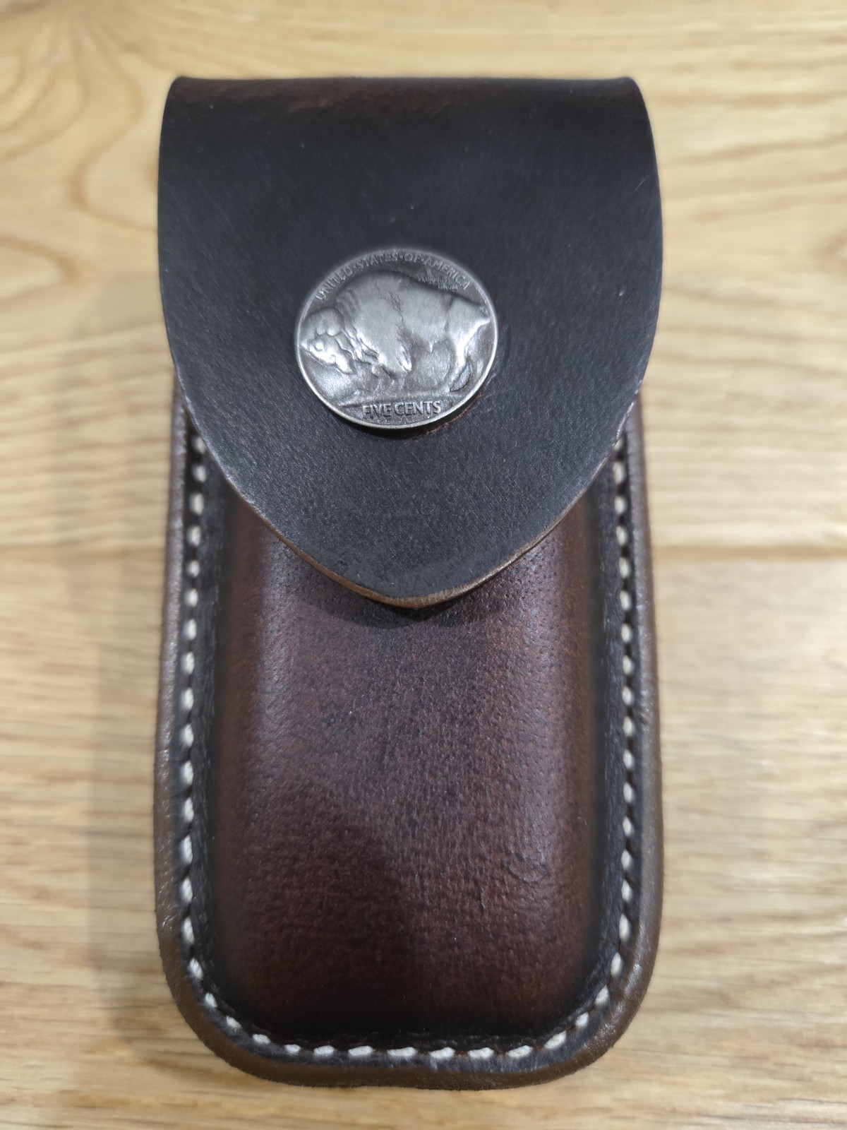 Leatherman Wave leather Sheath with belt clip. Buffalo snap. Sheath only.