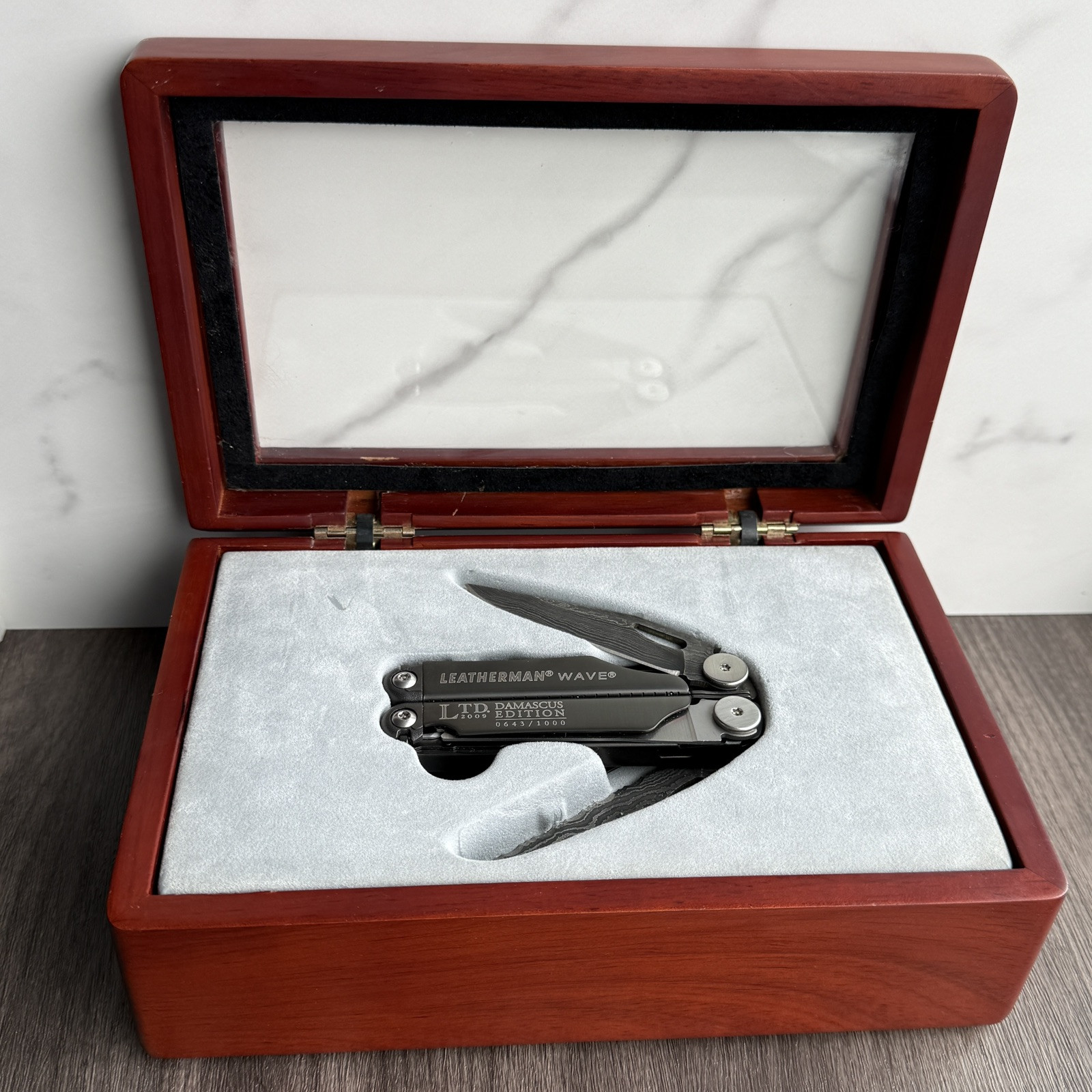 Collectible Limited Edition Leatherman Damascus Wave multitool. Serialized
