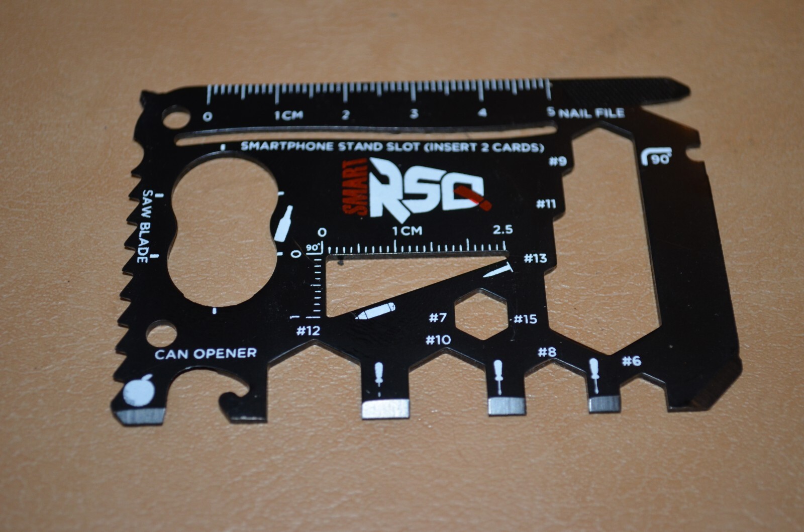 Wallet Size Multi Survival Tool Metal Thin Small Black Paint Hunting Camping