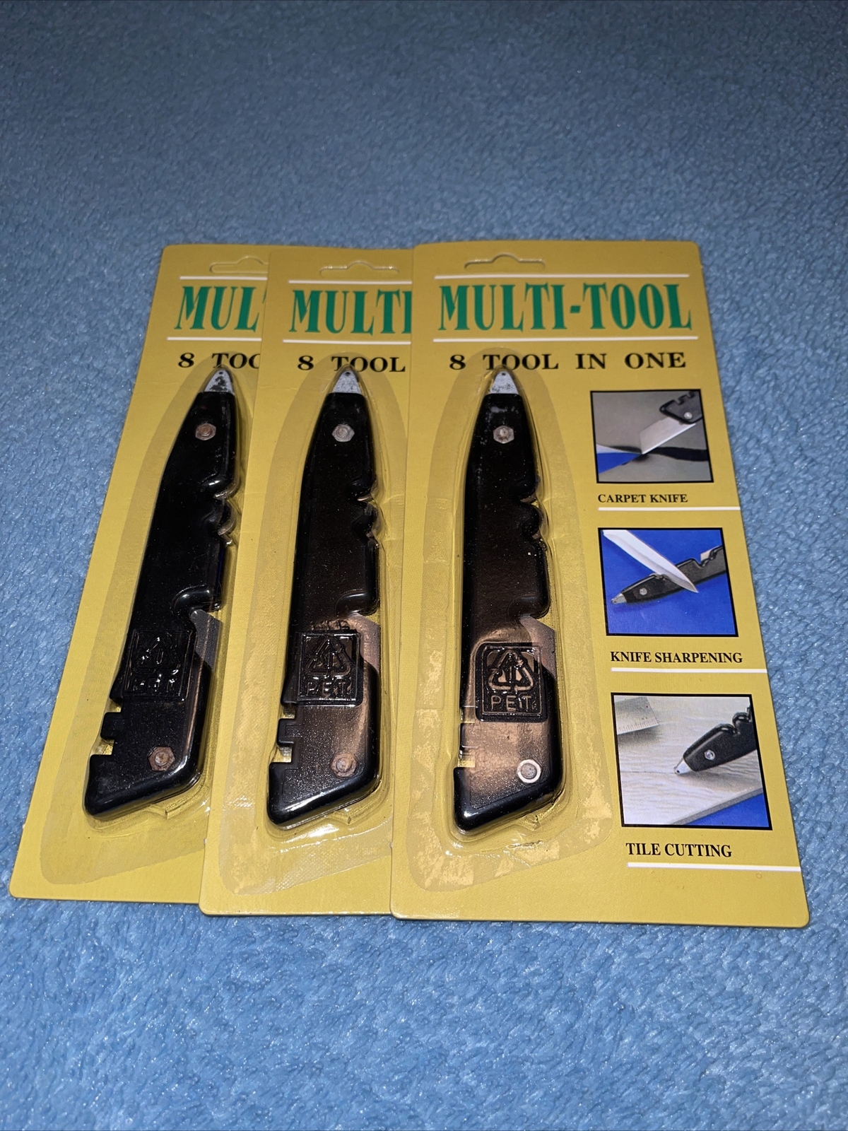 Three NEW Multi-Tool 8Tools In One Carpet knife, Tile Glass Cutter, Sharpener