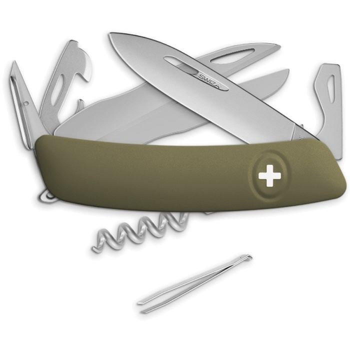 Swiza Tool Multi Pocket Knife Steel Blade Olive Synthetic Handle – KNR.0116.1050