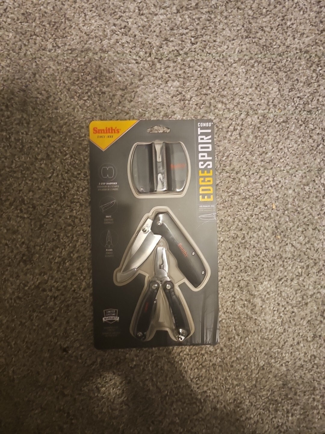 NIB Sealed Smith’s Combo Edge Sport: Knife/ 2-Step Sharpener/ Pliers Knife Set