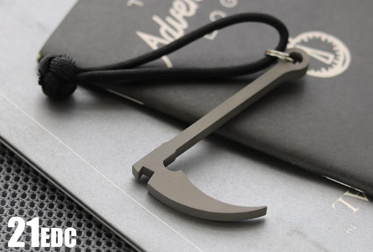 Titanium Alloy Bottle Opener Outdoor Keychain Crowbar Necklace Pendant EDC Tools