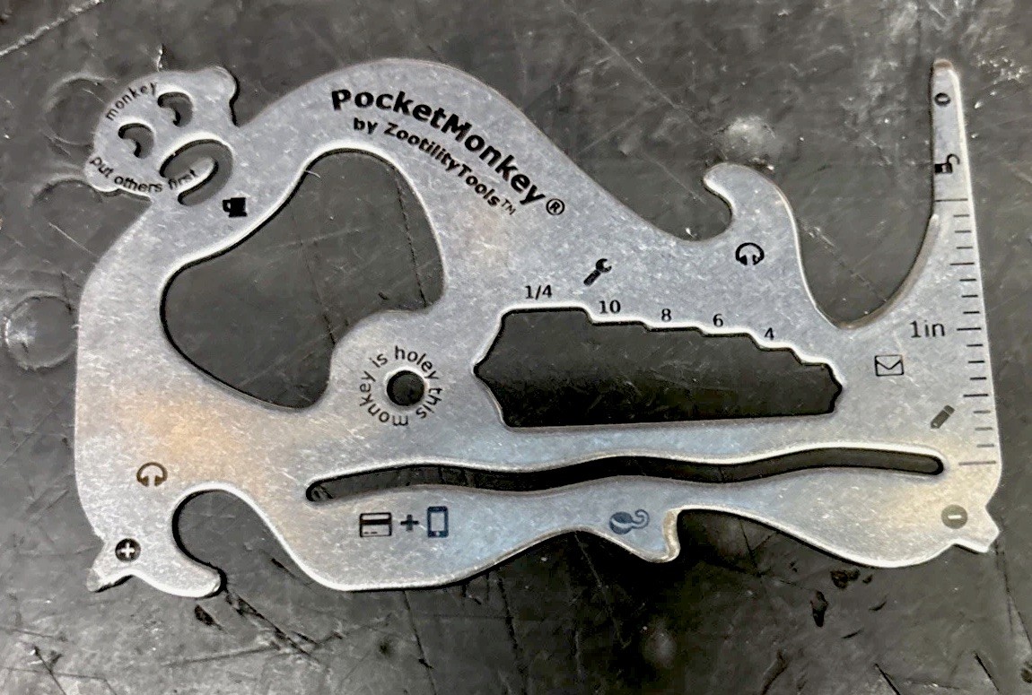 VTG Stainless Steel Zootility Pocket Monkey Multi Tool Fits Wallet 3.25” X 2”