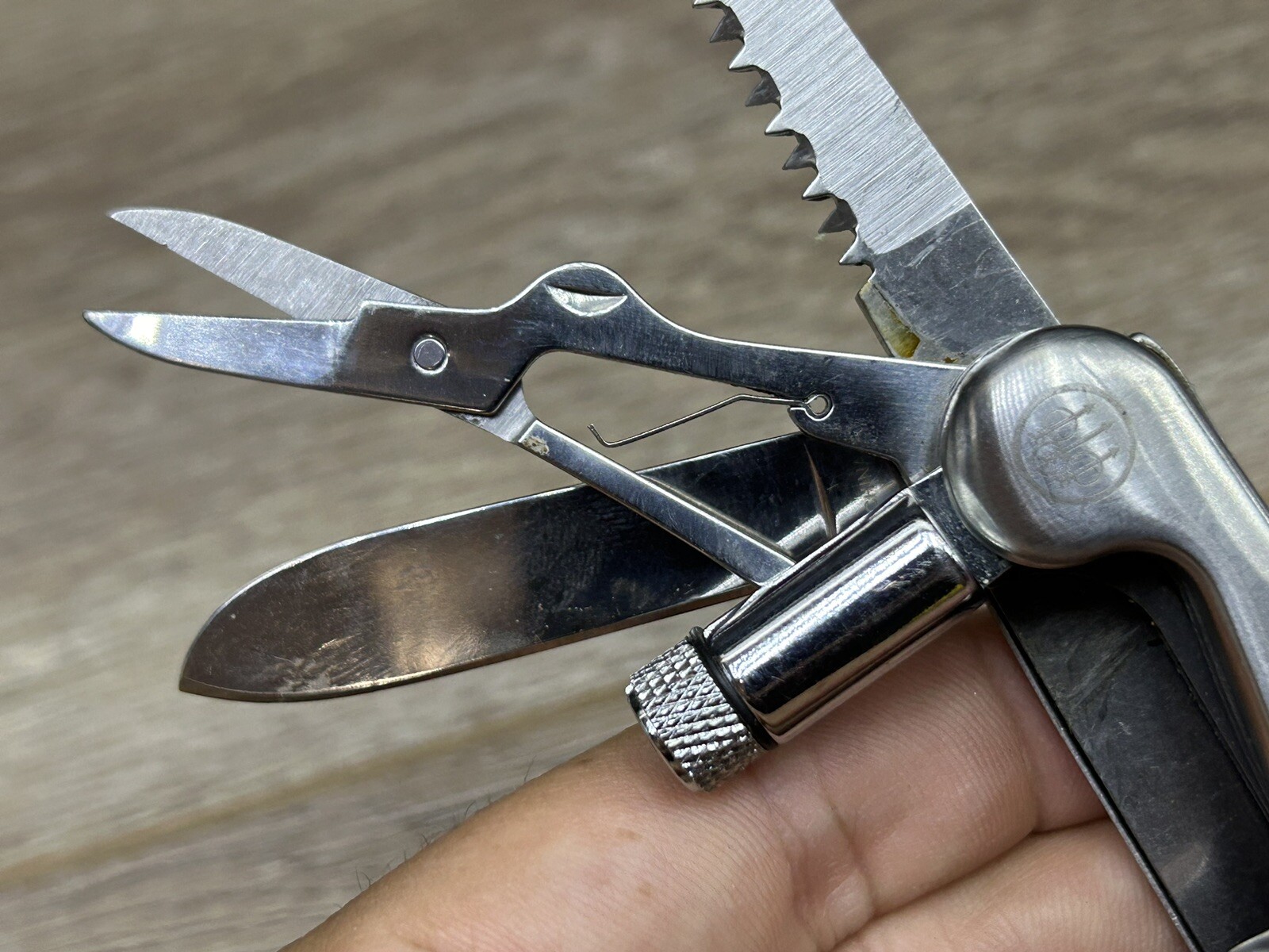 Vintage Beretta Silver Tone 10-Tool Multi-Tool Pocket Knife