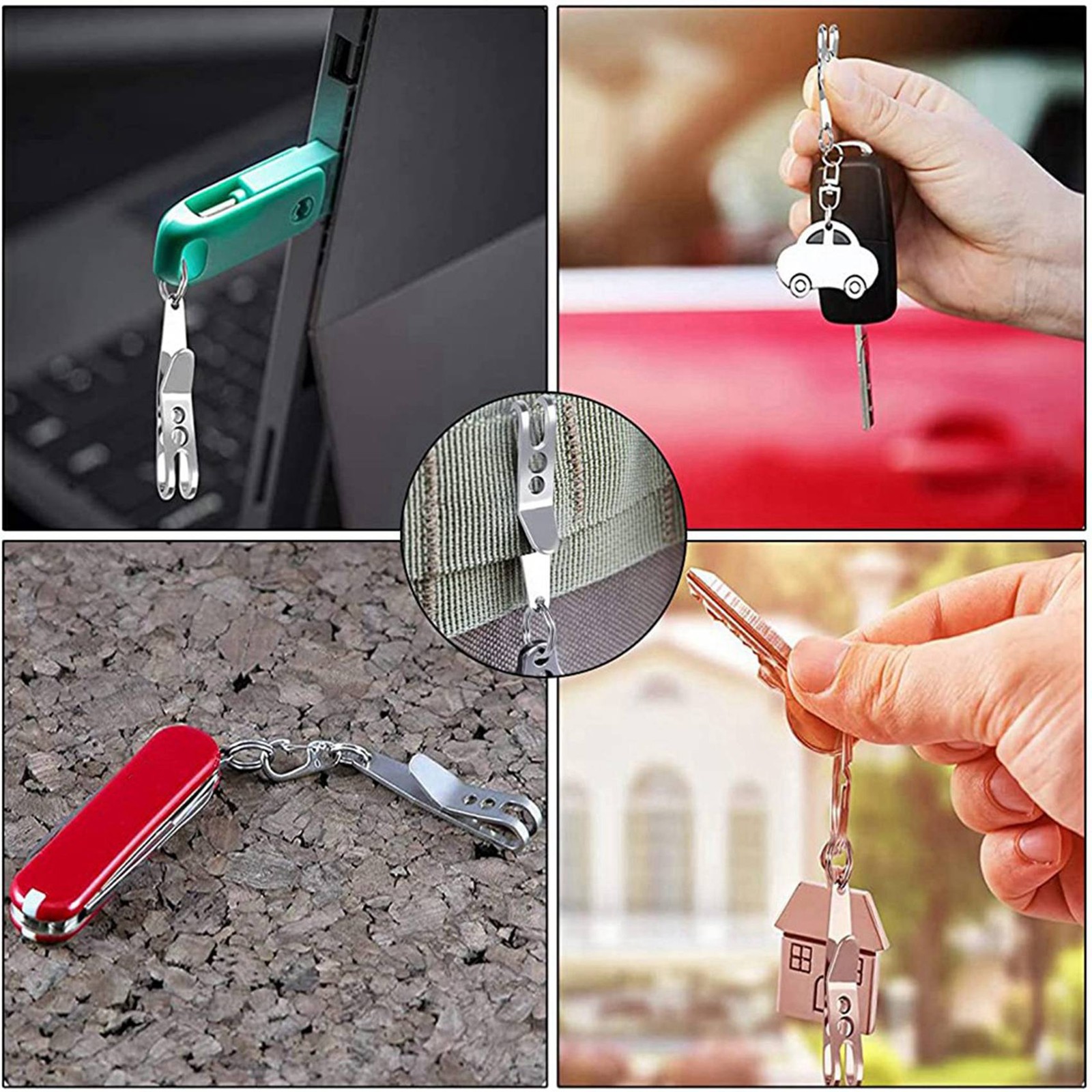 2X Multi-Purpose Clip Keychains Suspension Clip Tool with Carabiner Perfect9246