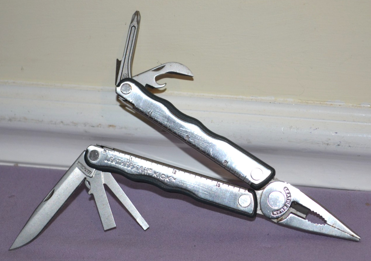 Genuine Leatherman Kick Silver Multi-Tool Knife, Pliers & Other Tools — Great
