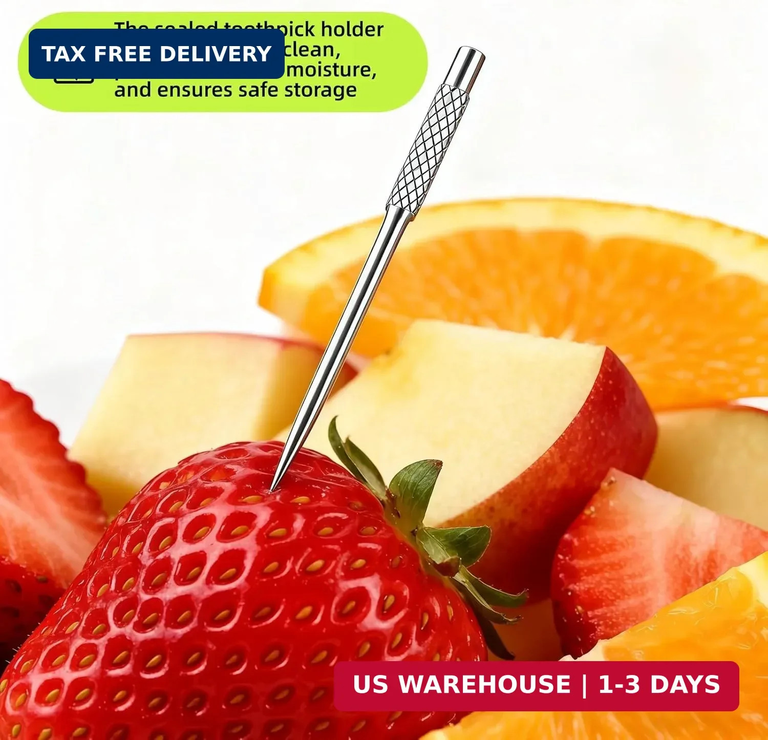 4PCS Portable Mini Titanium Alloy Toothpicks With Stainless Steel Toothpick Hold