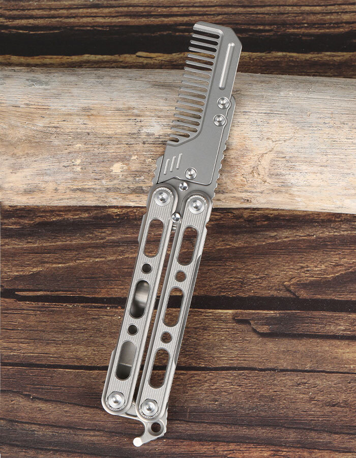 Outdoor Titanium Pocket Folded Comb Replaceable Blade Portable Practice EDC Tool