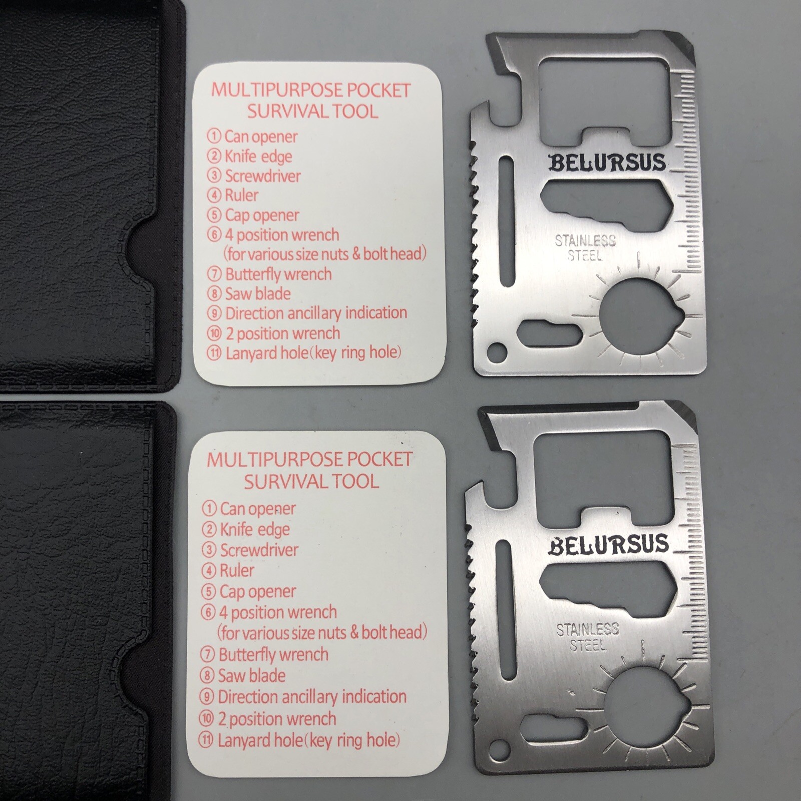 Belursus Multipurpose Survival Tool Credit Card Size Bottle Can Opener 11 in 1