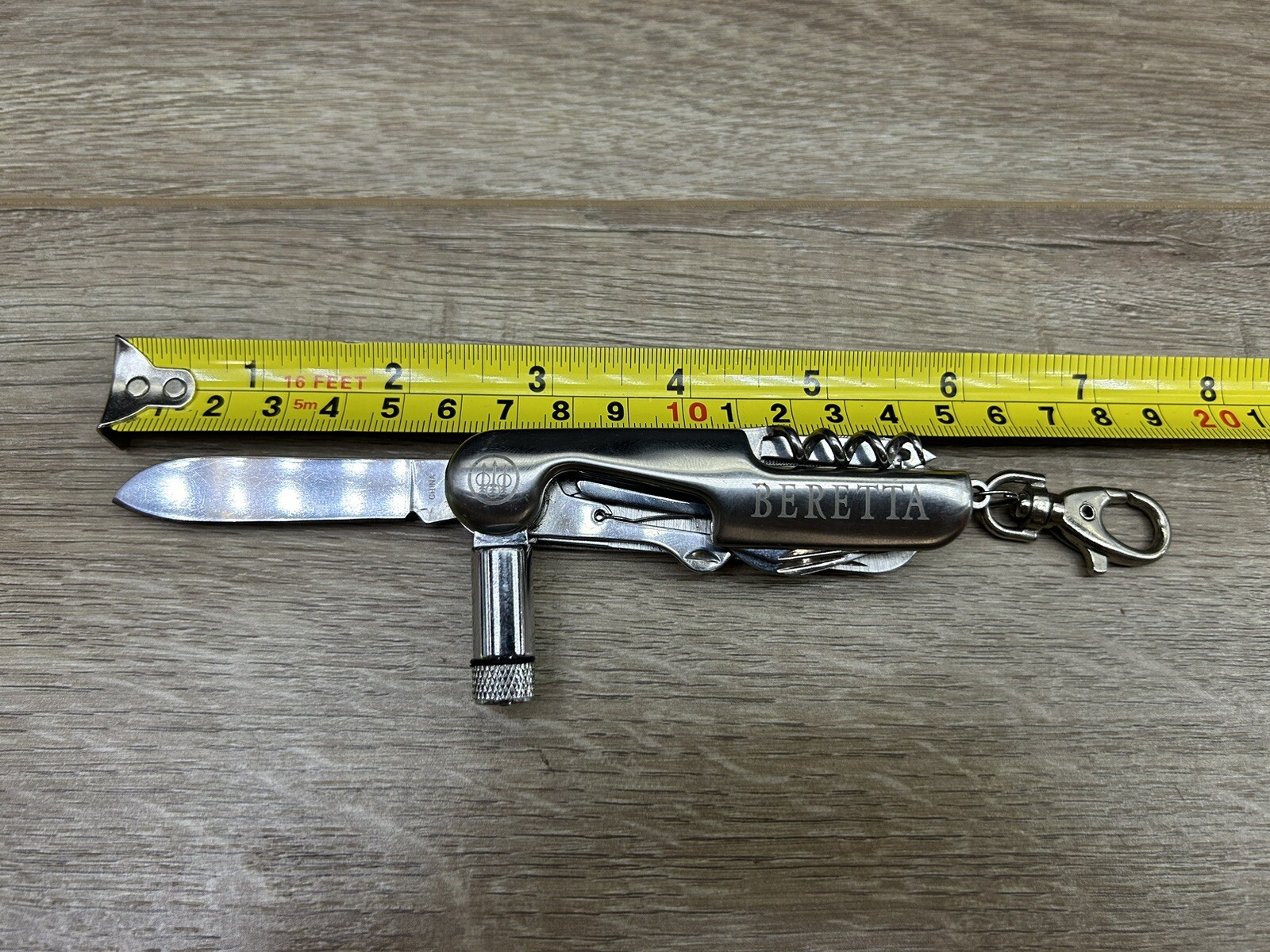 Vintage Beretta Silver Tone 10-Tool Multi-Tool Pocket Knife