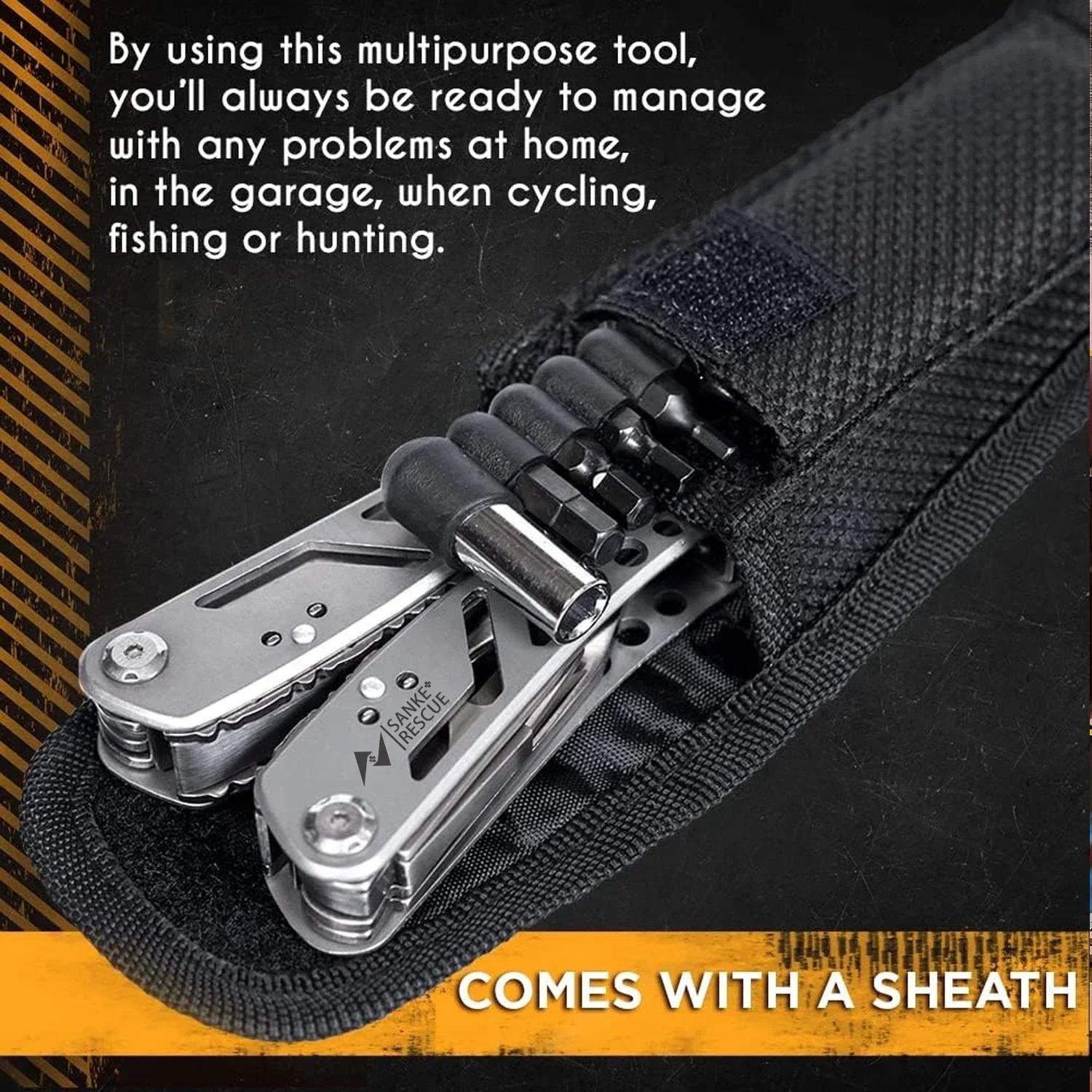 24-in-1 Professional Multitool Pliers Stainless Steel Pocket Tool with Sheath