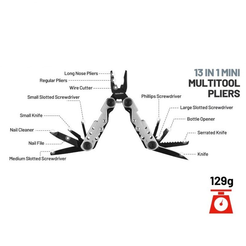 Valuemax 13-in-1 Pocket Knife Screwdriver Multi-Tool Stainless Steel