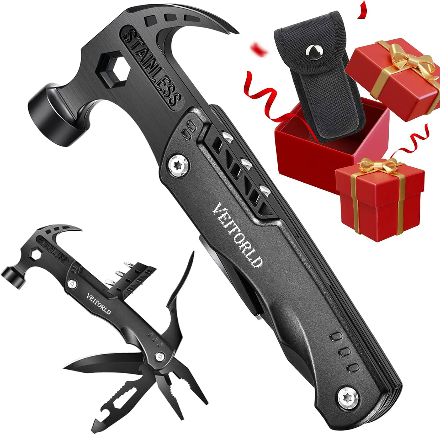 Gifts for Men Him Husband Valentine’S Day, Cool Survival Tools Hammer Multitool,