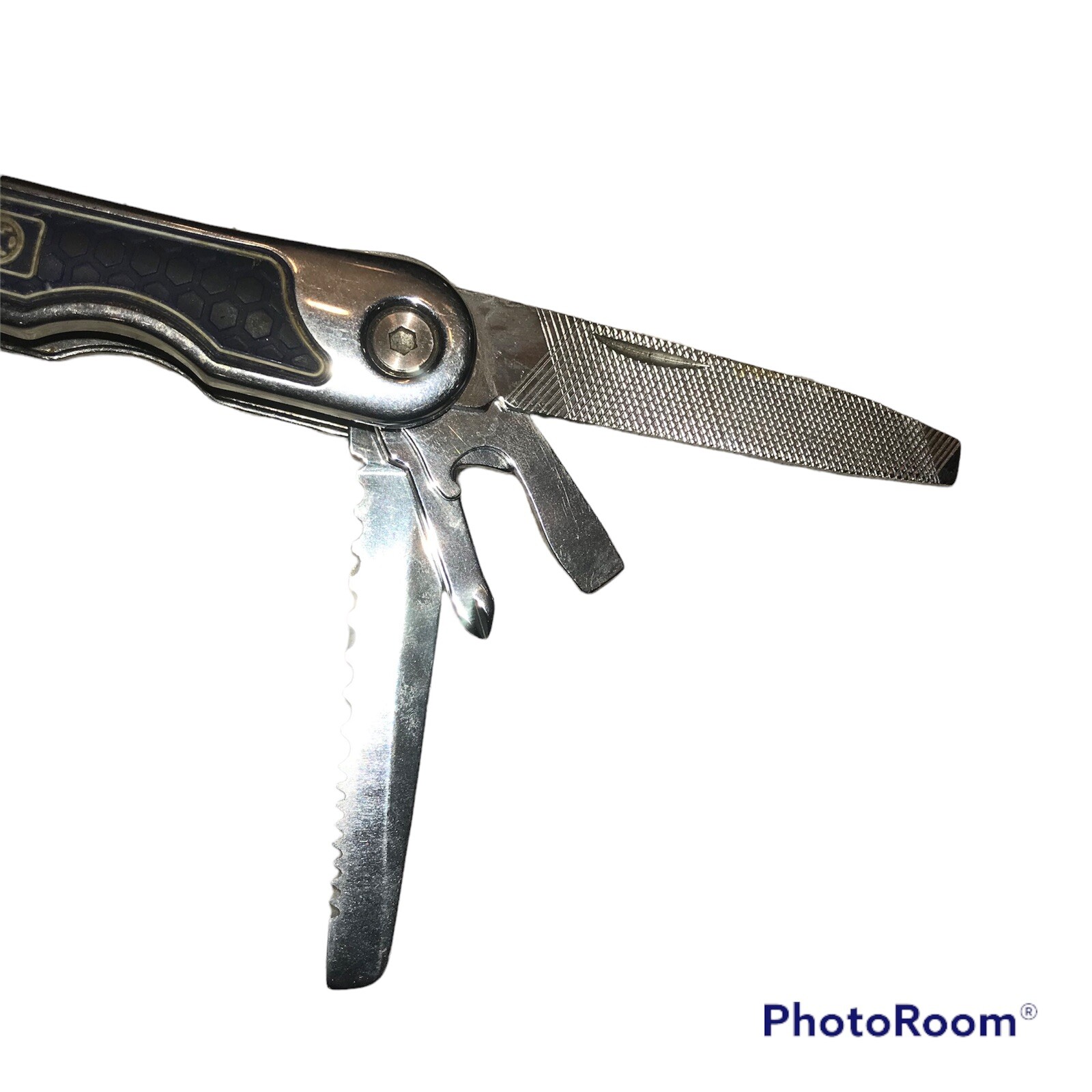 KOBALT MULTI TOOL PLIERS SAW KNIFE VARIOUS SCREW DRIVERS WIRE CUTTERS ETC