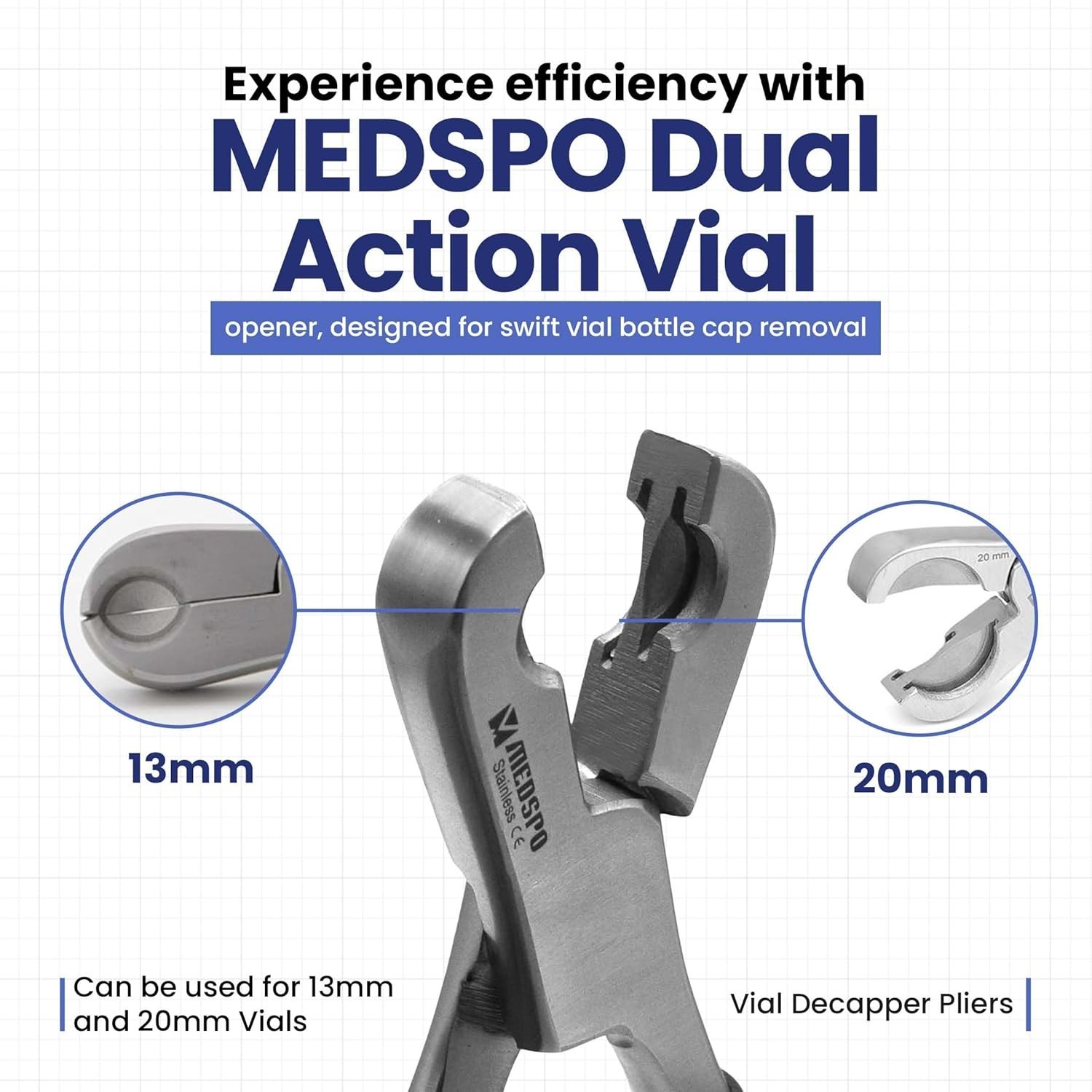 Dual Action Vial Opener and Vial Decapper Durable Ergonomic Vial Cap Remover