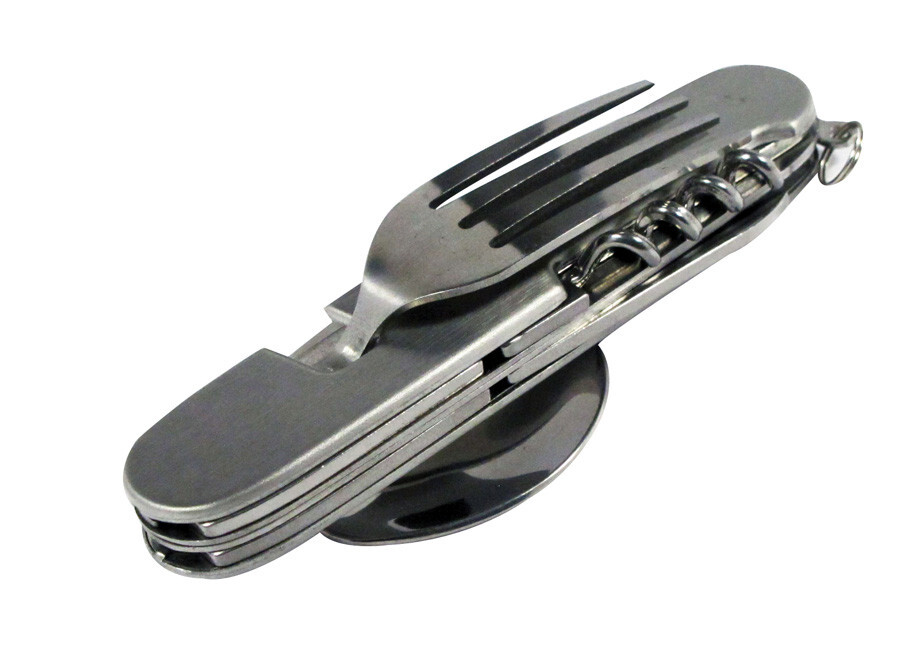 7-In-1 Stainless Steel Multi Function Camping Tool Utensils Knife Spoon Opener