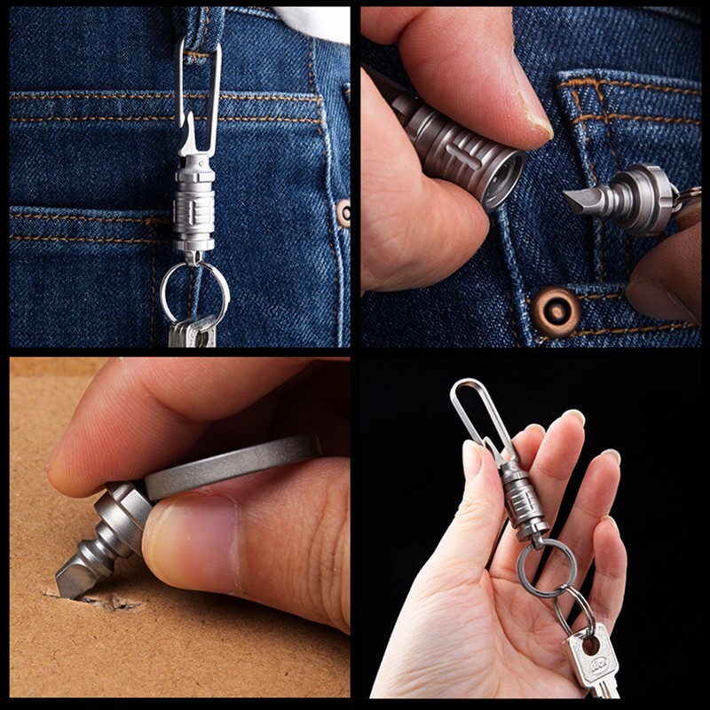 360 Degree Titanium Integrated Belt Universal Quick Release Buckle EDC Keychain
