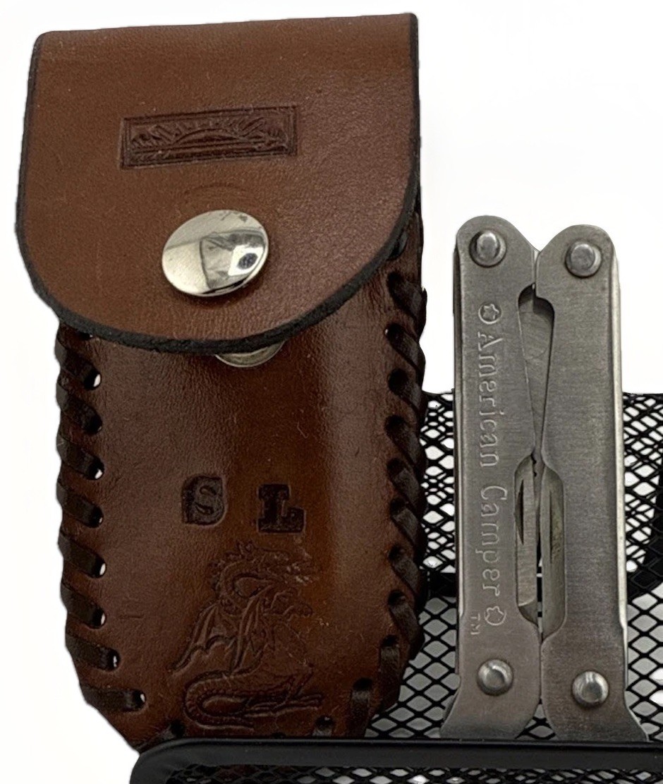 Vintage American Camper Multi-Tool With Leather Sheath