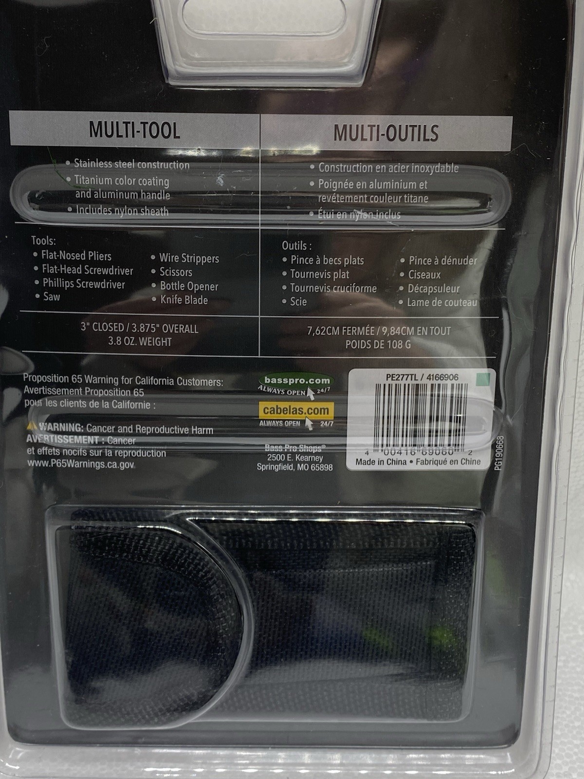 Cabela’s Multitool 8 In 1 Tools with Nylon Case 4 3/8″ Overall Length Brand New