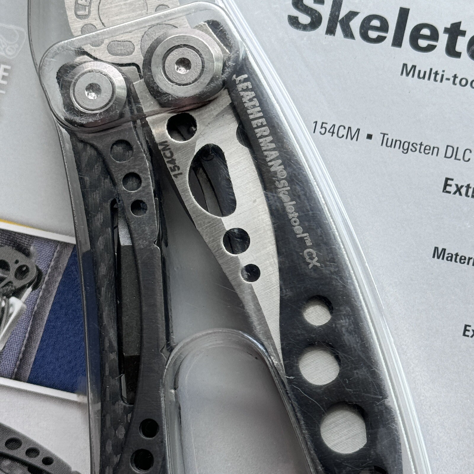 Leatherman Skeletool CX Carbon Fiber Handle Insert, Half-Serrated Blade, DLC