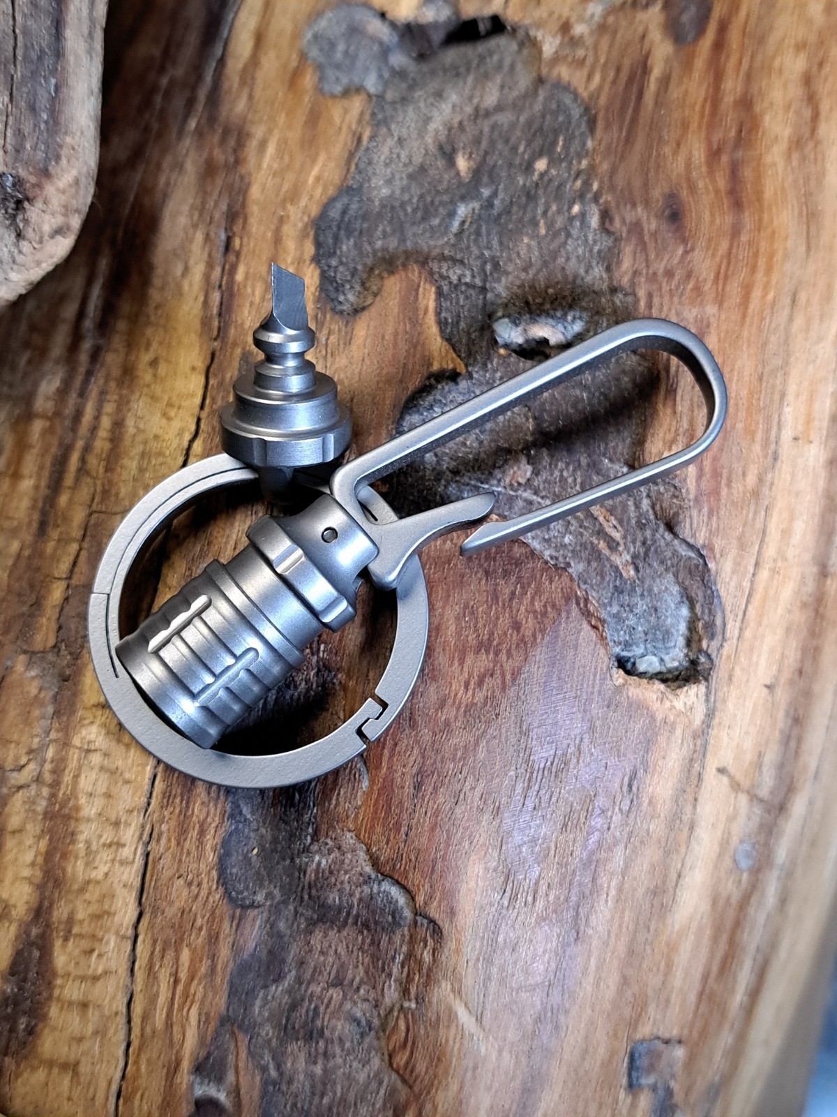 EDC Titanium Keychain Belt Loop Clip Quick-Release With Built-in Box Opener
