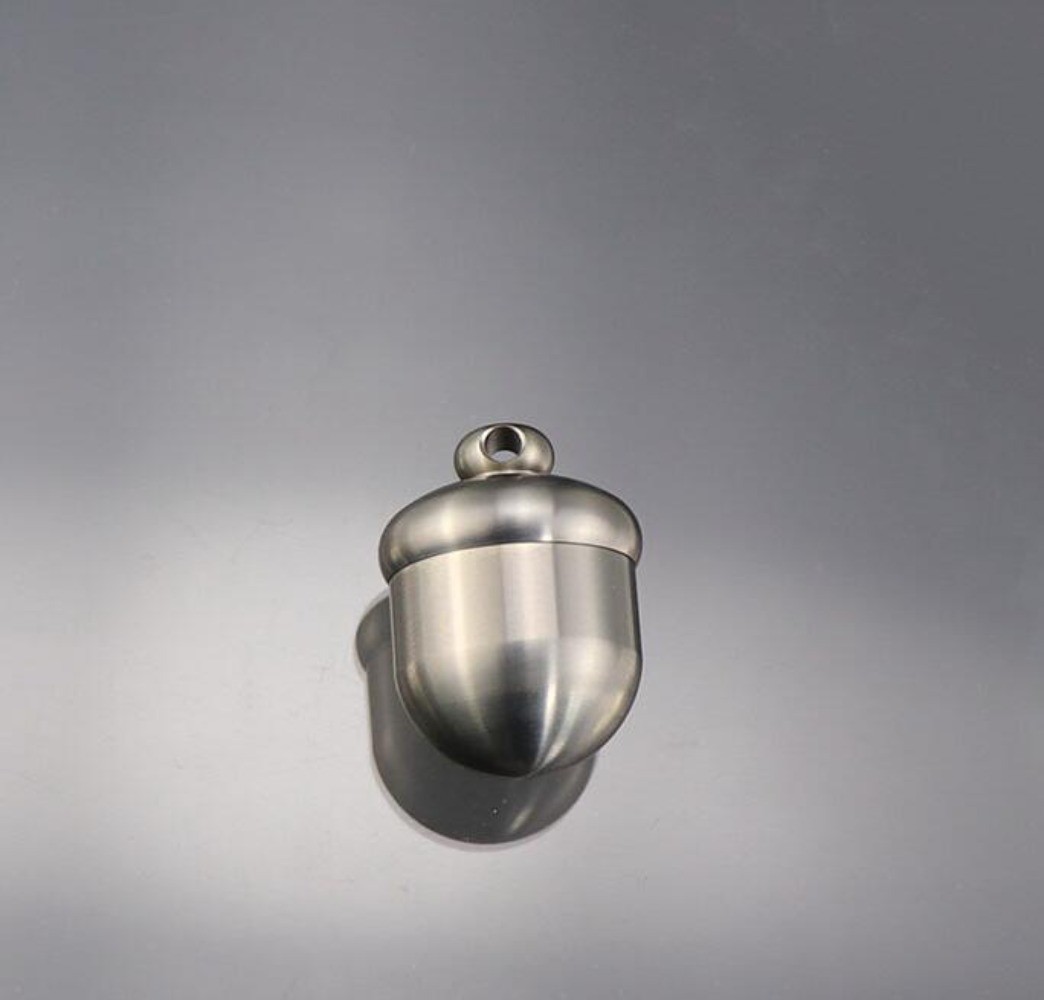 EDC Portable Pure Titanium Acorn Shape Waterproof Case Pill Box Ti Chain Pendant