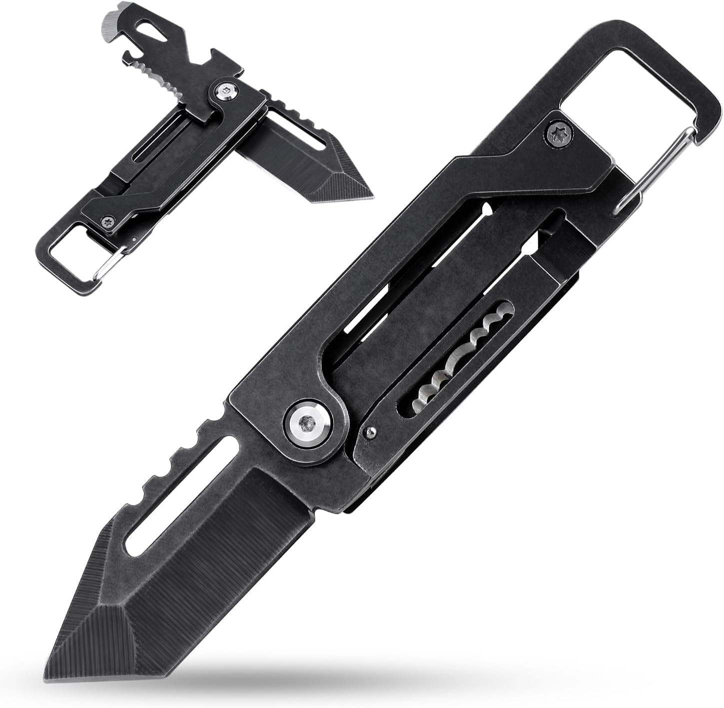Multitool Keychain Knife Carabiner 8 in 1 Pocket Tool EDC Camping Hiking