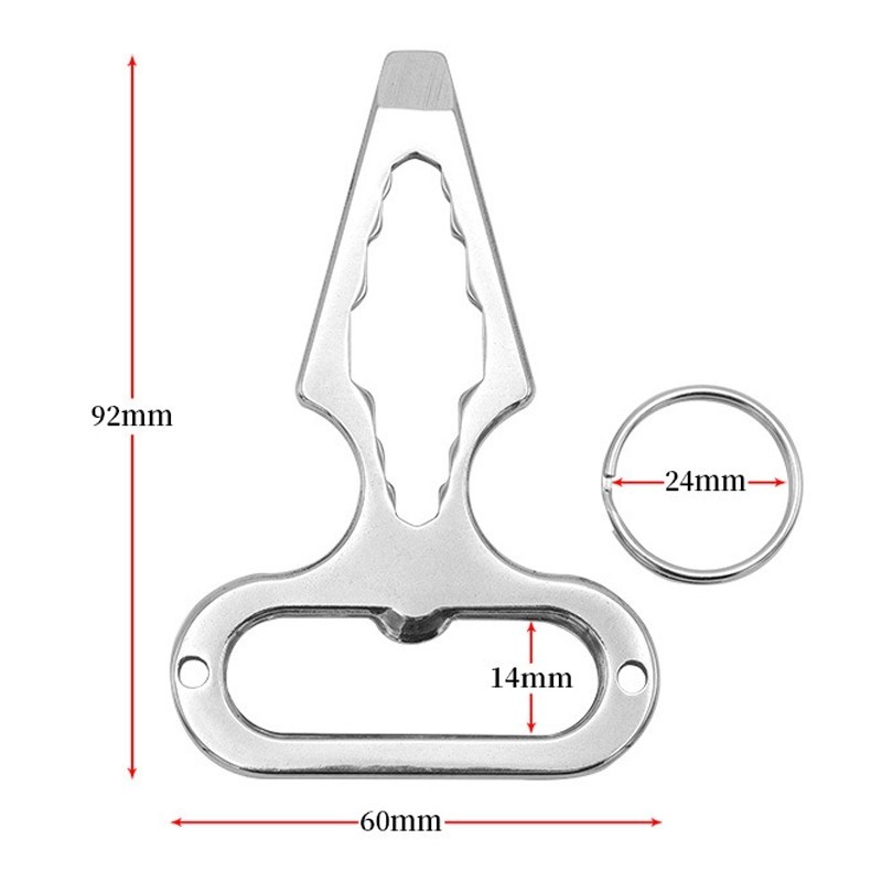 Llave multifuncional de acero inoxidable, herramienta de autodefensa para acampa