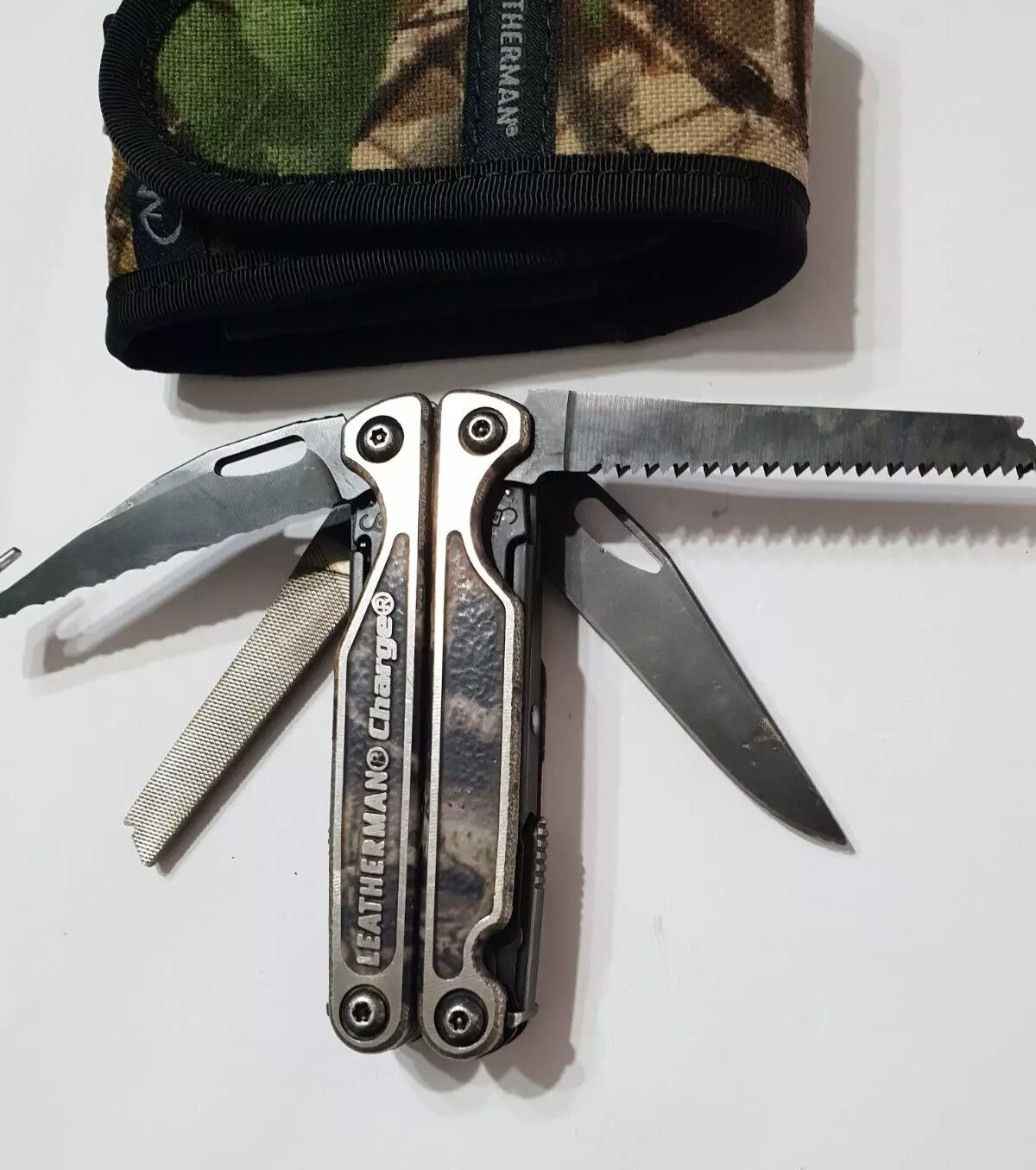 🔥 Leatherman Charge TTI BO Autumn Camo Titanium Cap Crimper CC Used Very Rare