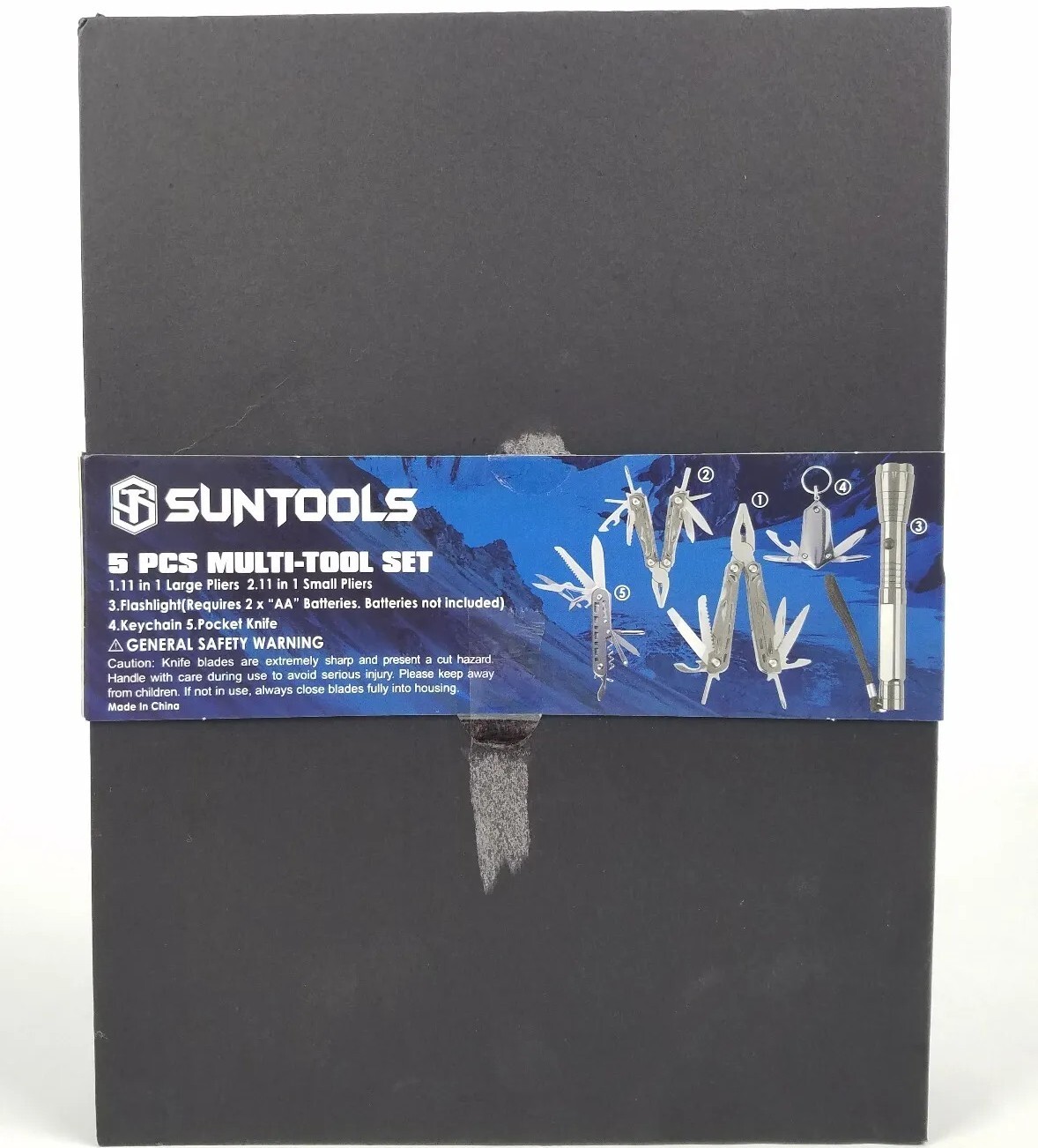 Suntools Professional 5 Pcs Multi-tool Set Flashlight Pliers Pocket Knife New