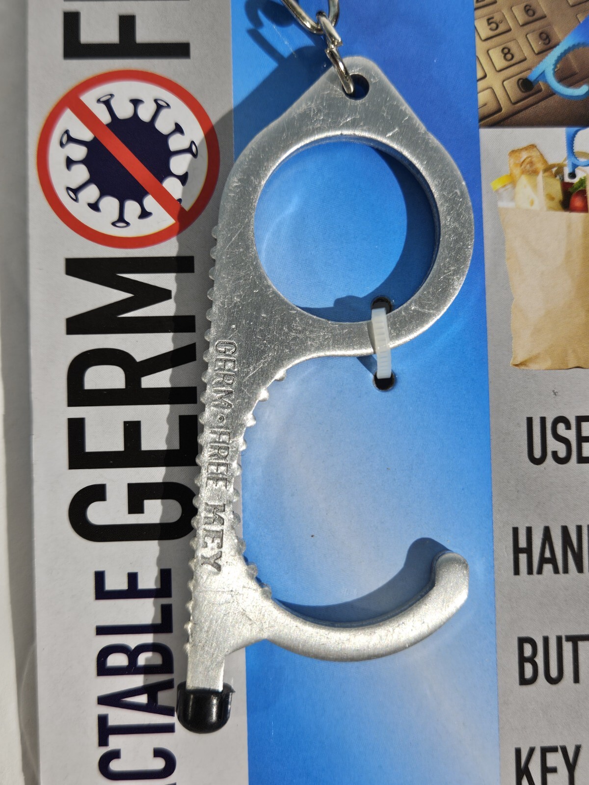 2Pack of SILVER Retractable ALUMINUM Keychain Muti Tool Germ Free KEY MULTI TOOL