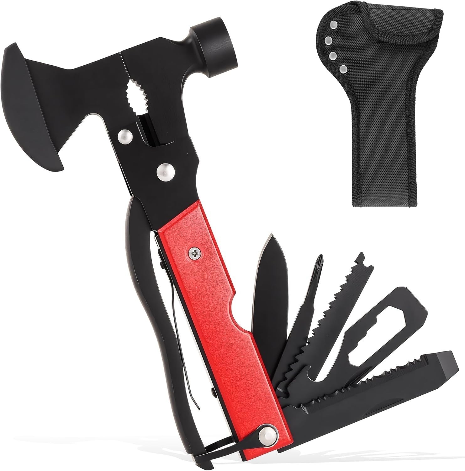 14-In-1 Multitool Camping Hammer Survival Gear W/ Axe Knife Screwdriver Pleirs