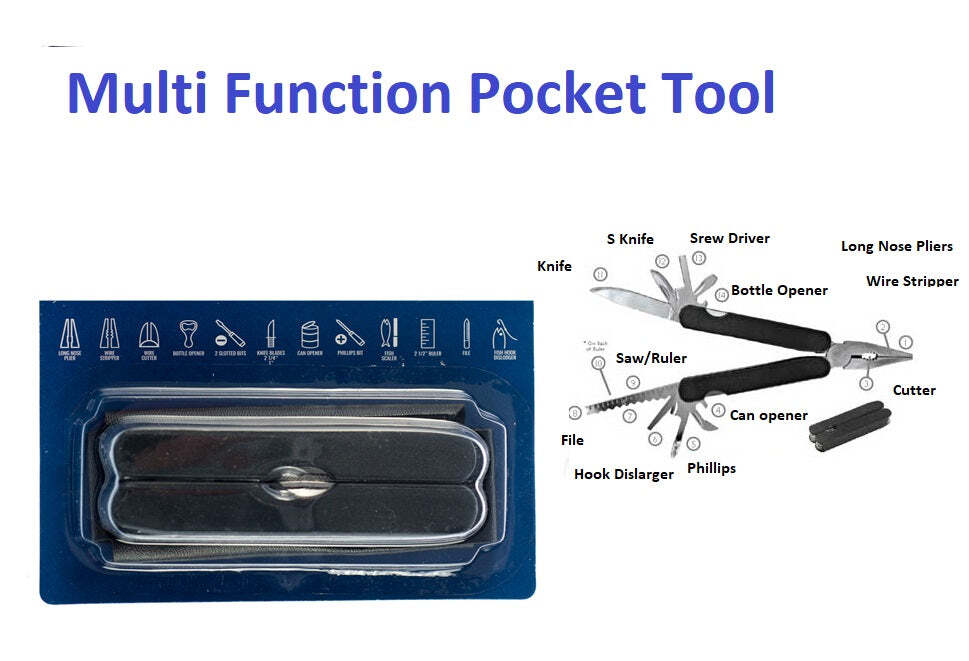 14-IN-1 Multi-Functional Pocket Tool Black Saw Knife Screwdriver Can Opener Cut