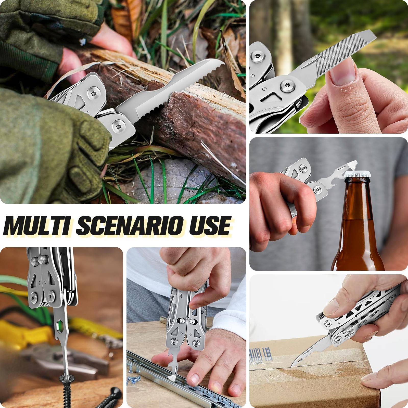 Lightweight Multitool,19-in-1 Multipurpose Plier,420HC Knife,Bottle Opener,Sa…