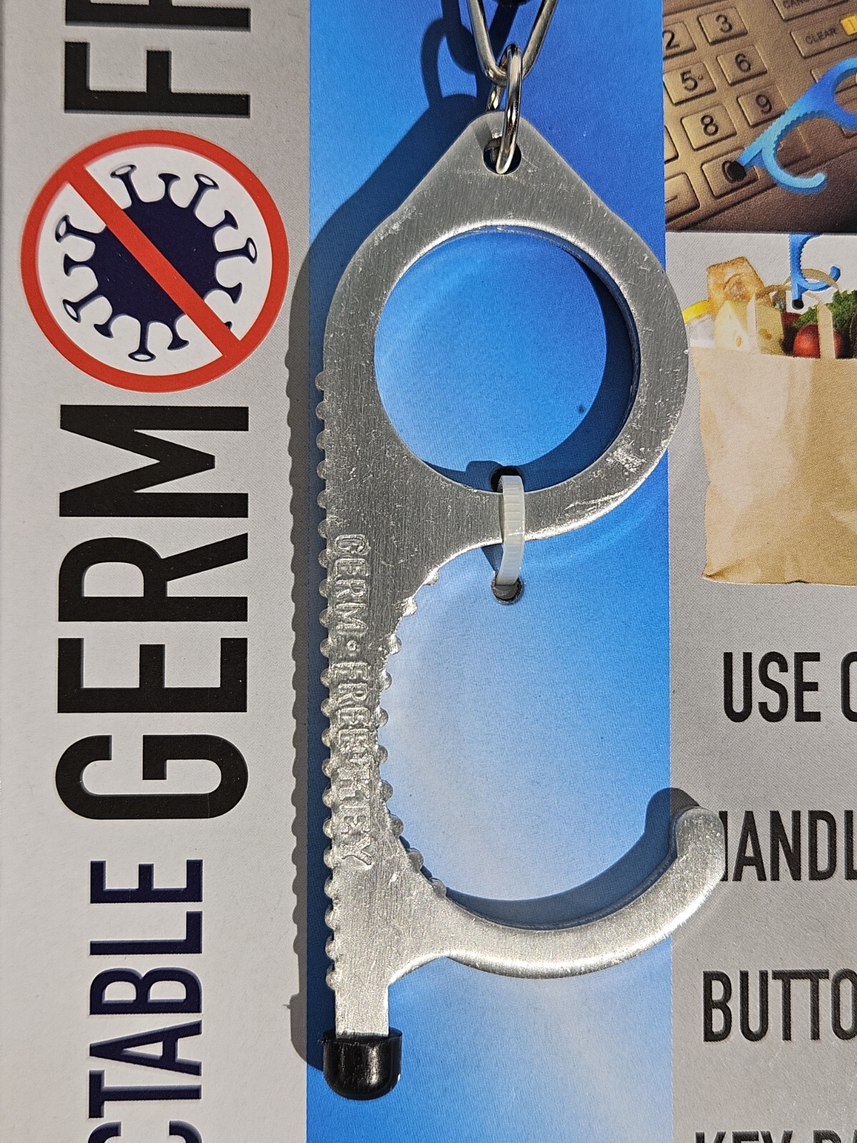 2Pack of SILVER Retractable ALUMINUM Keychain Muti Tool Germ Free KEY MULTI TOOL