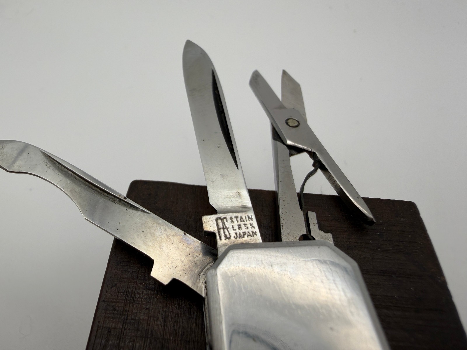 Vintage Japanese Stainless Steel Multi-Tool Grooming Kit Engine Turned Guilloche
