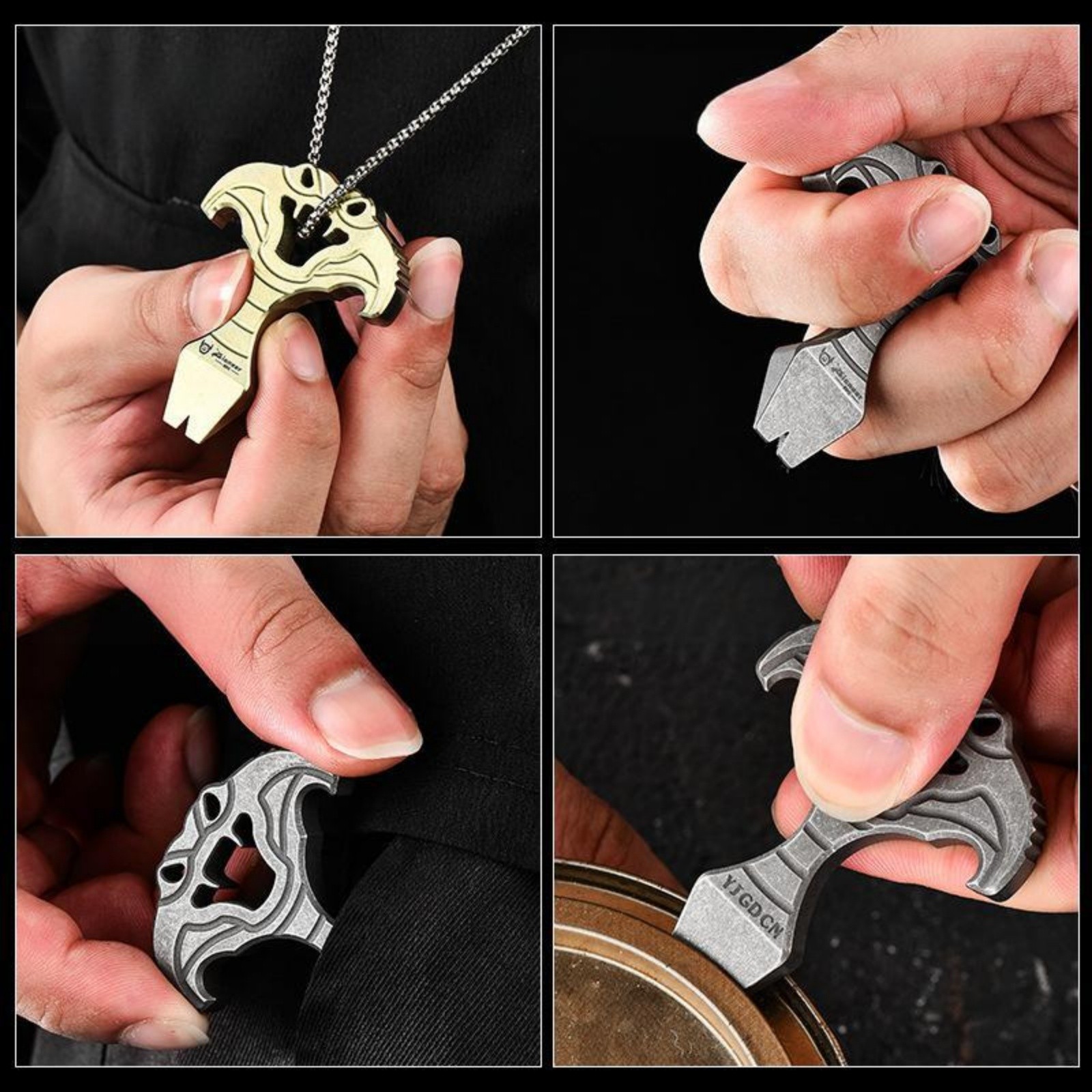 Titanium Alloy EDC Cobra Shape Multi-Tool Keychain Pry Bar Bottle Opener Gear