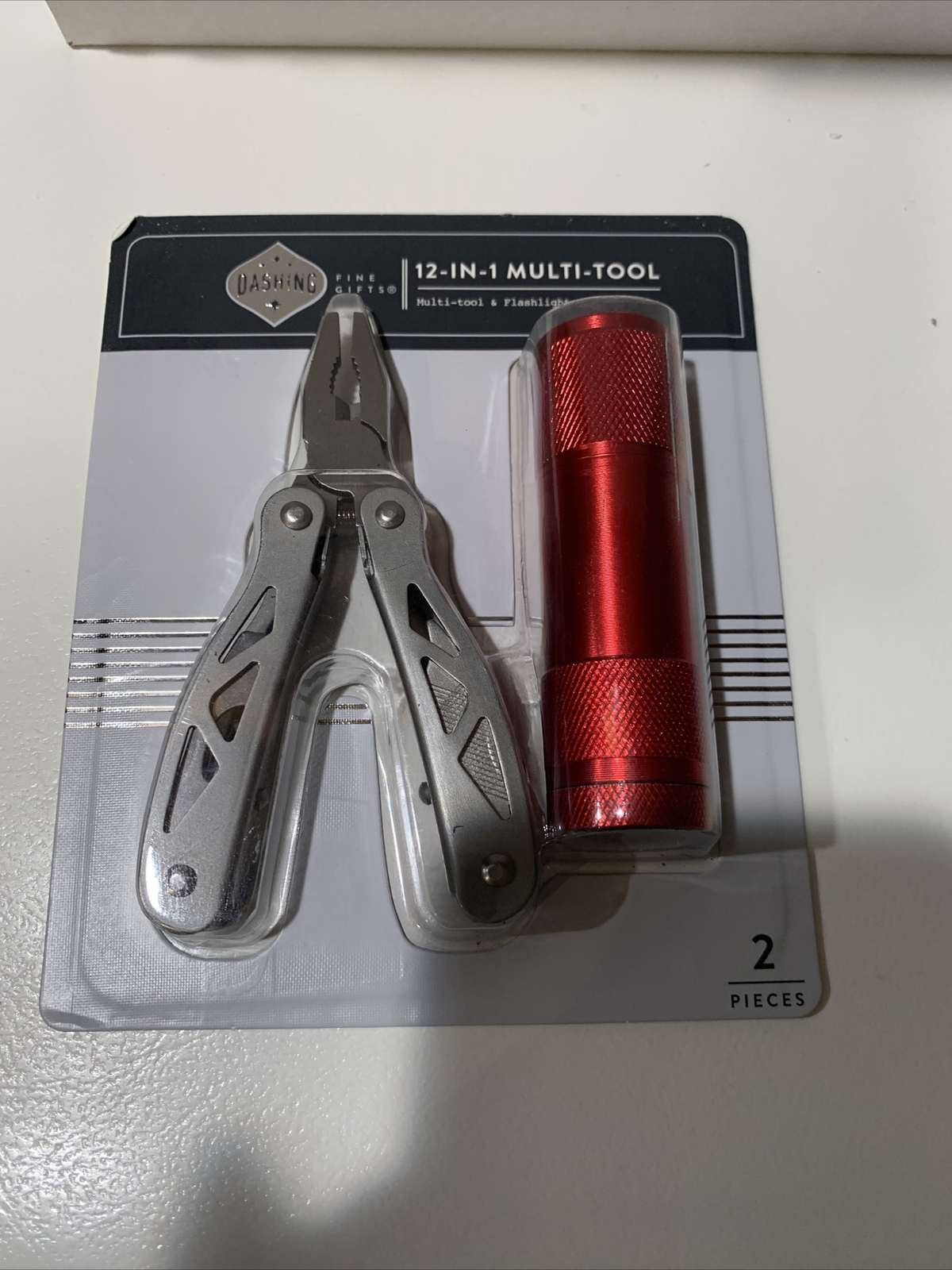 Dashing 12-in-1 Multi Tool & Red Flashlight Set Pliers Knife Screwdriver NEW