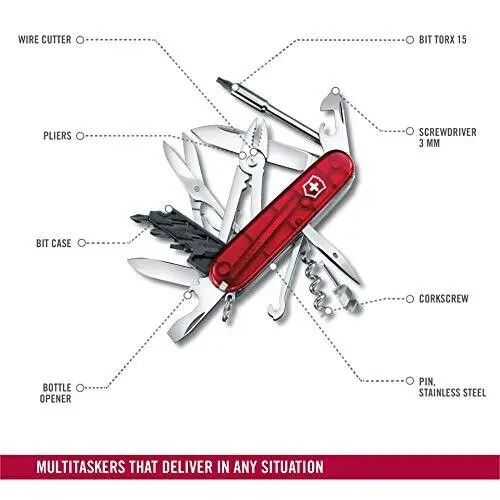 VICTORINOX Knife Cybertool 34 Swiss Army Knife Translucent Red