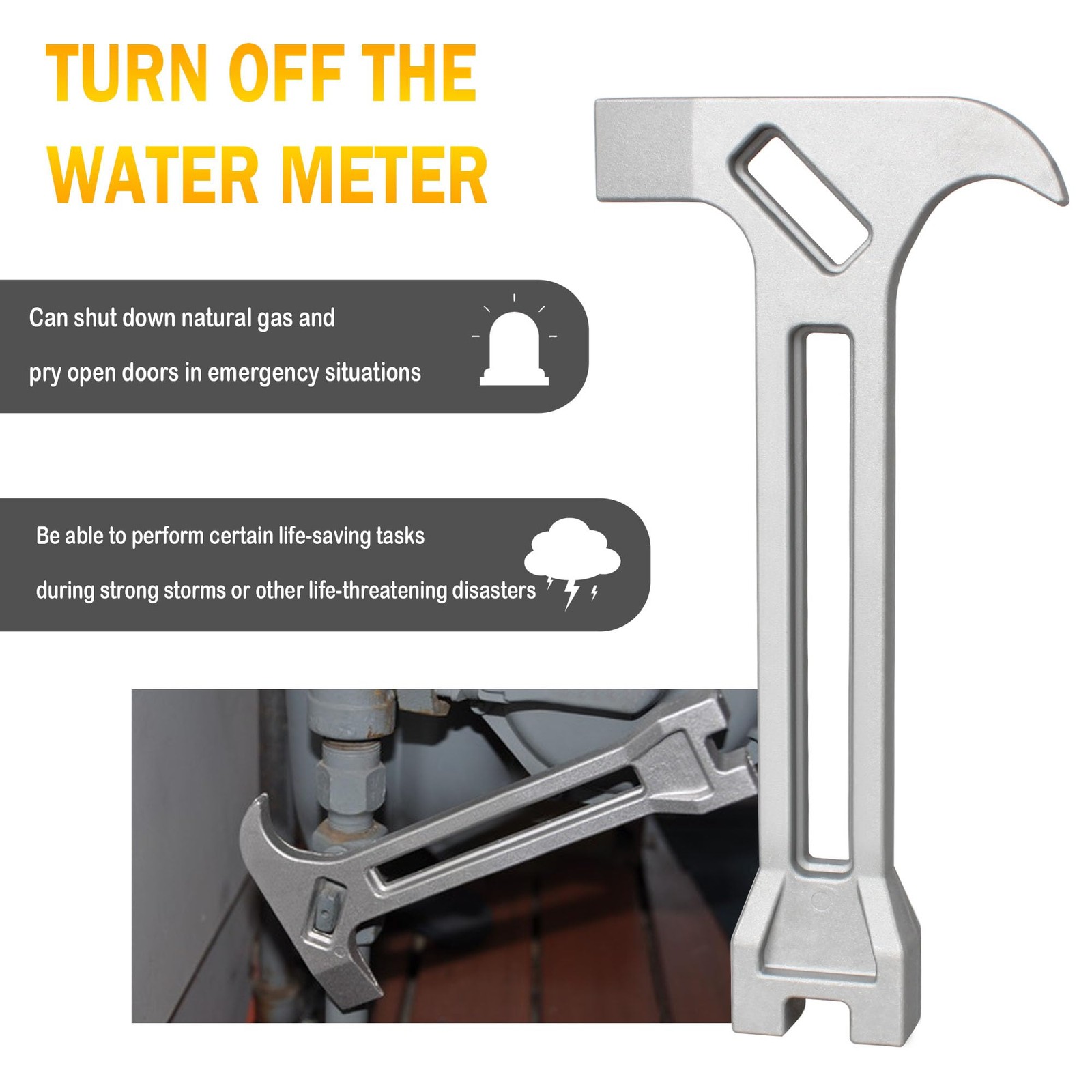 Gas & Water Shut-Off Tool, 4-in-1 Gas Shut-Off Wrench Fire Fighter Gear/Non-S…
