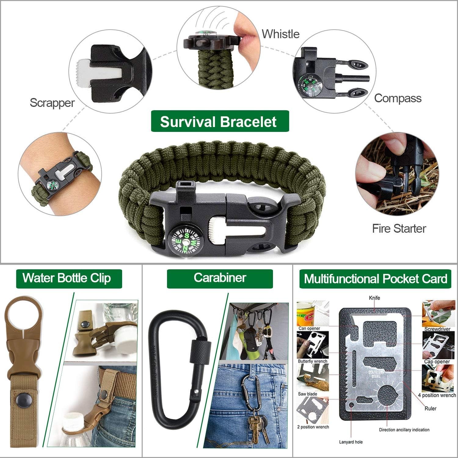 Survival Kit 35 1 First Aid Kit Survival Gear for Camping Hiking Hunting Fishing