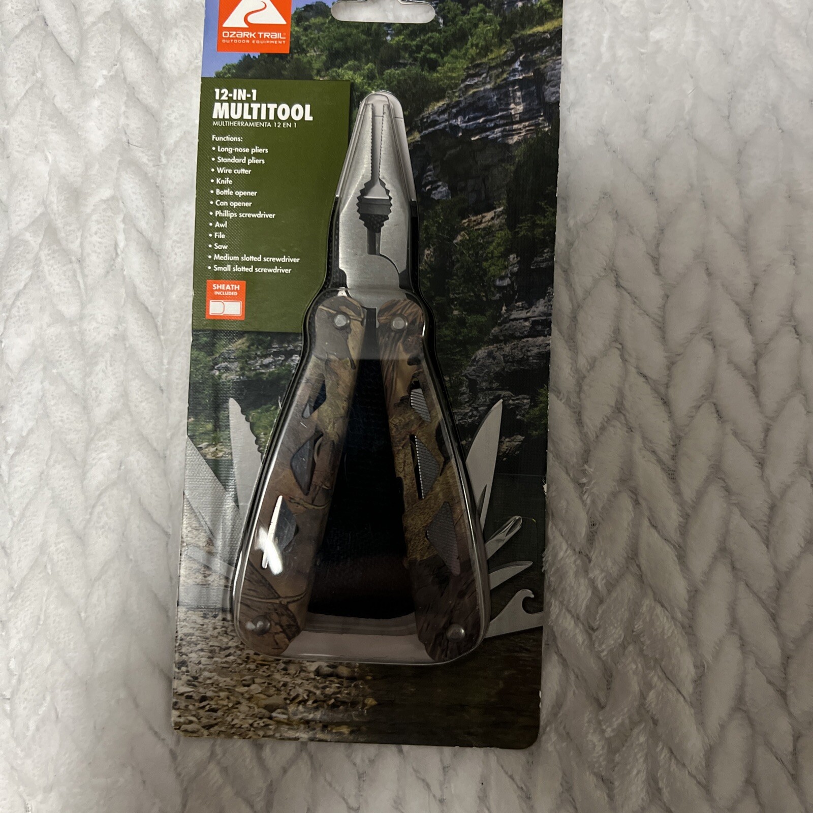 Ozark Trail 12-In-1Multi Tool Pliers,Wire Cutter Screwdriver,Saw, Knife W/Sheath