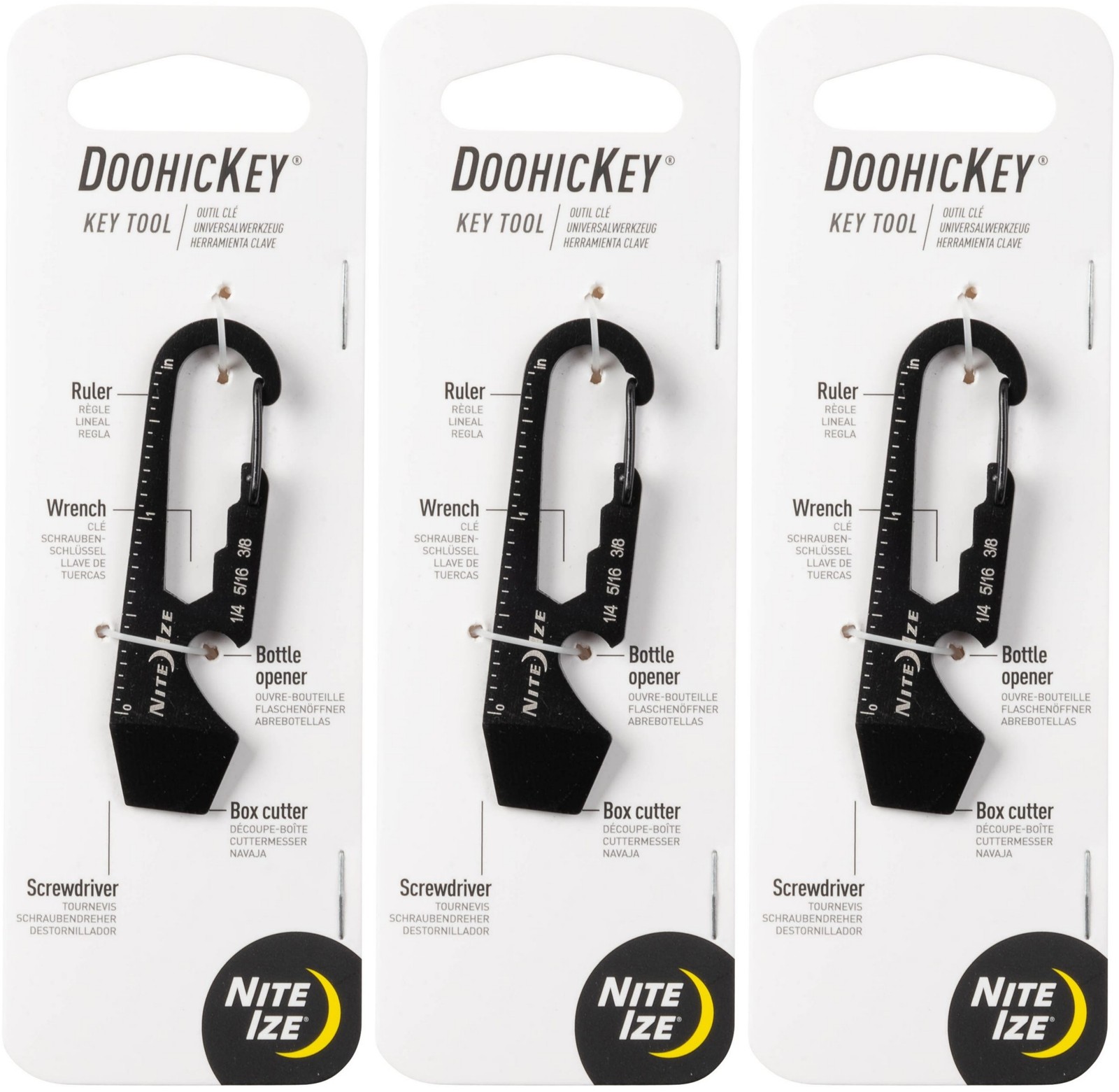 Nite Ize DoohicKey Stainless Steel Key Tool – Black (3-Pack)