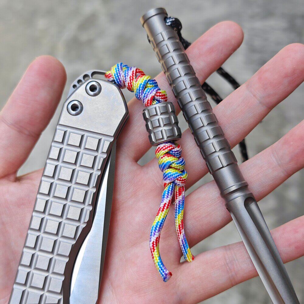 Titanium Alloy Hex Dragon Scale Lanyard Bead EDC Paracord Gear Pendant Charm