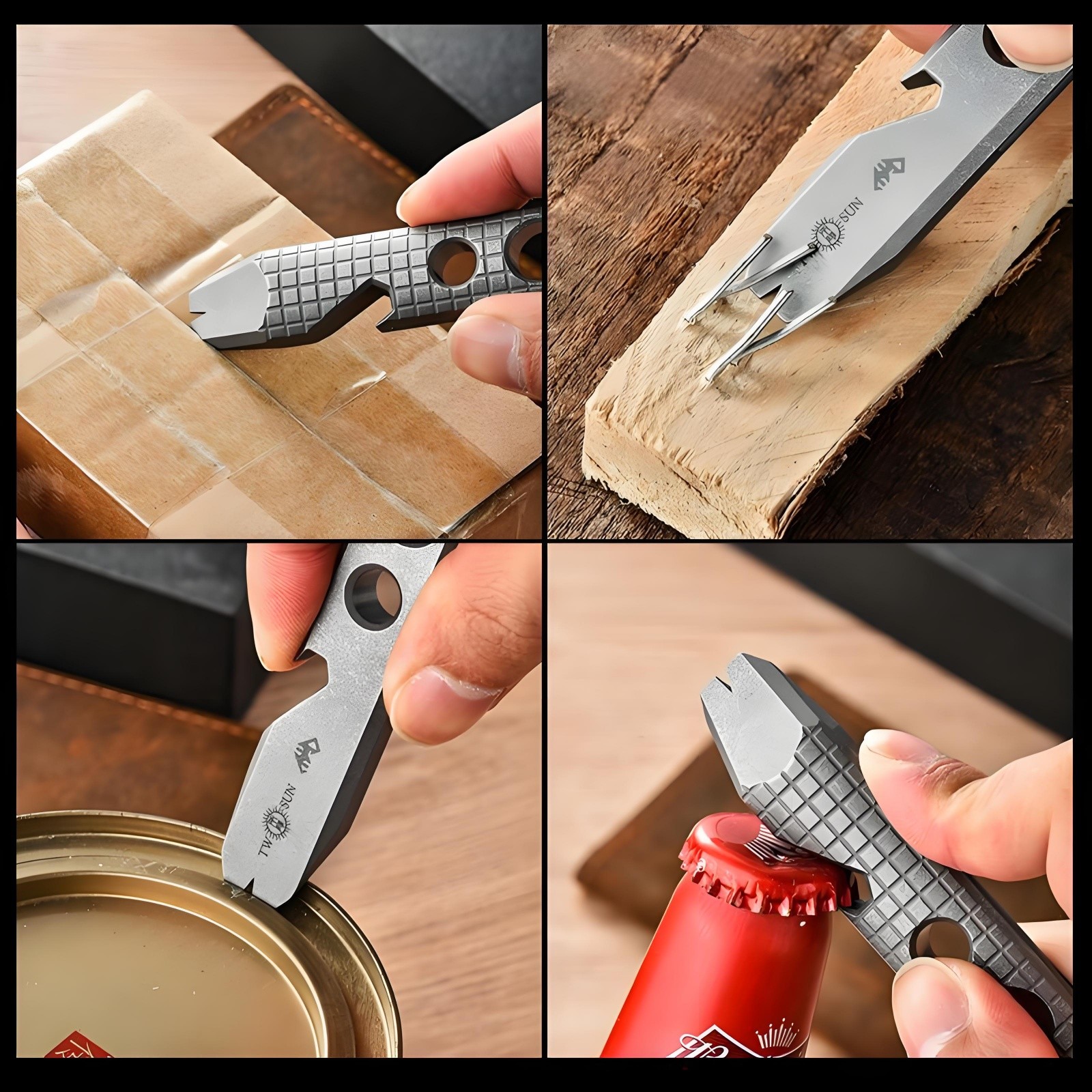Titanium Alloy Crowbar Wrench Bottle Opener Keychain Outdoor Multi-Tool EDC