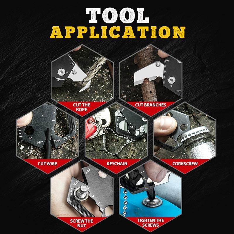 1pc Multifunctional Hexagon Coin Tool Keychain Knife Screwdriver Pocket Gear