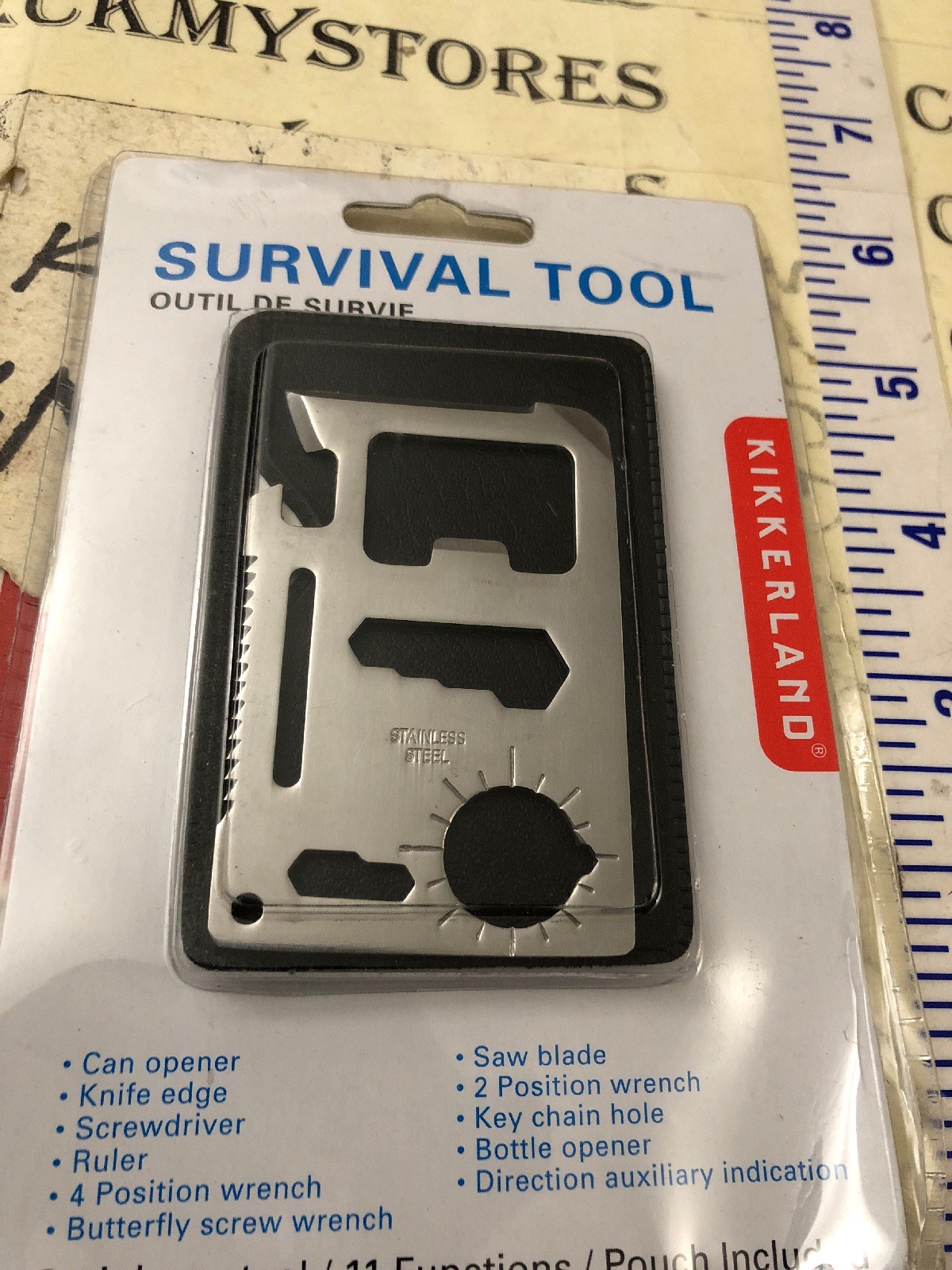 Kikkerland Classic Stainless Steel Survival Tool, Pocket 11 functions + pouch